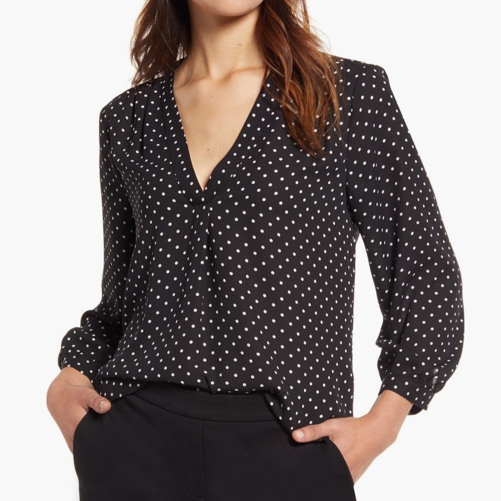 Vince Camuto Polka Dot Blouse Black